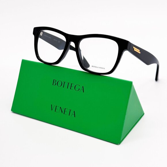 NEW BOTTEGA VENETA EYEGLASSES BV1120OA 001 BLACK SQUARE WOMEN EYEWEAR - Picture 1 of 9